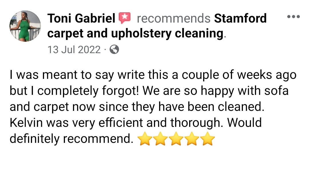 I was meant to say write this a couple of weeks ago but I completely forgot! We are so happy with sofa and carpet now since they have been cleaned. Kelvin was very efficient and thorough. Would definitely recommend.