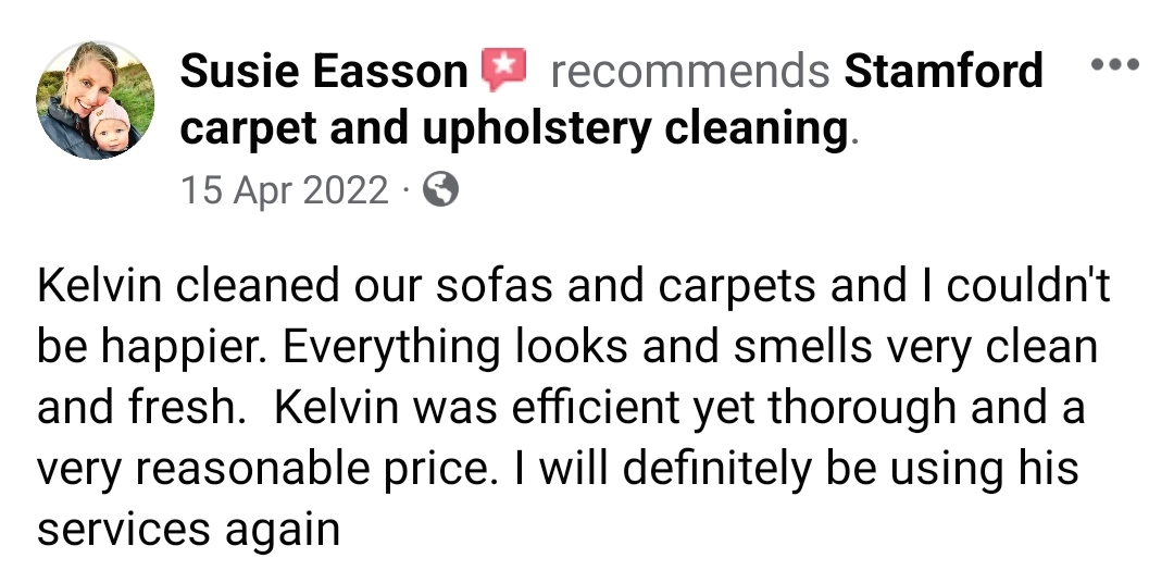 Kelvin cleaned our sofas and carpets and I couldn't be happier. Everything looks and smells very clean and fresh.  Kelvin was efficient yet thorough and a very reasonable price. I will definitely be using his services again