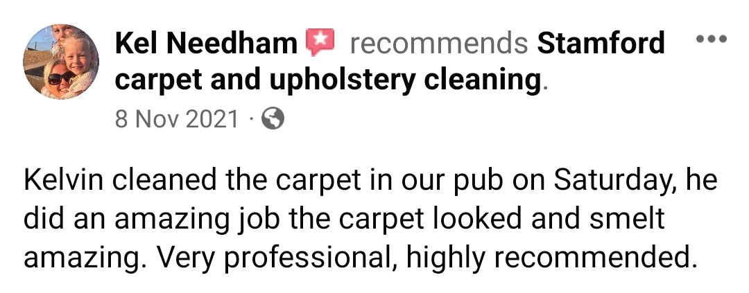 Kelvin cleaned the carpet in our pub on Saturday, he did an amazing job the carpet looked and smelt amazing. Very professional, highly recommended.